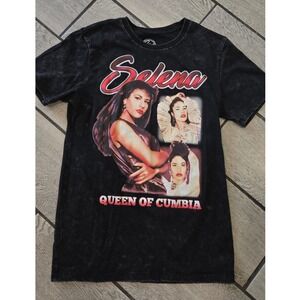 Selena Queen of Cumbia US Tour Graphic T-Shirt Black Mineral Wash Small